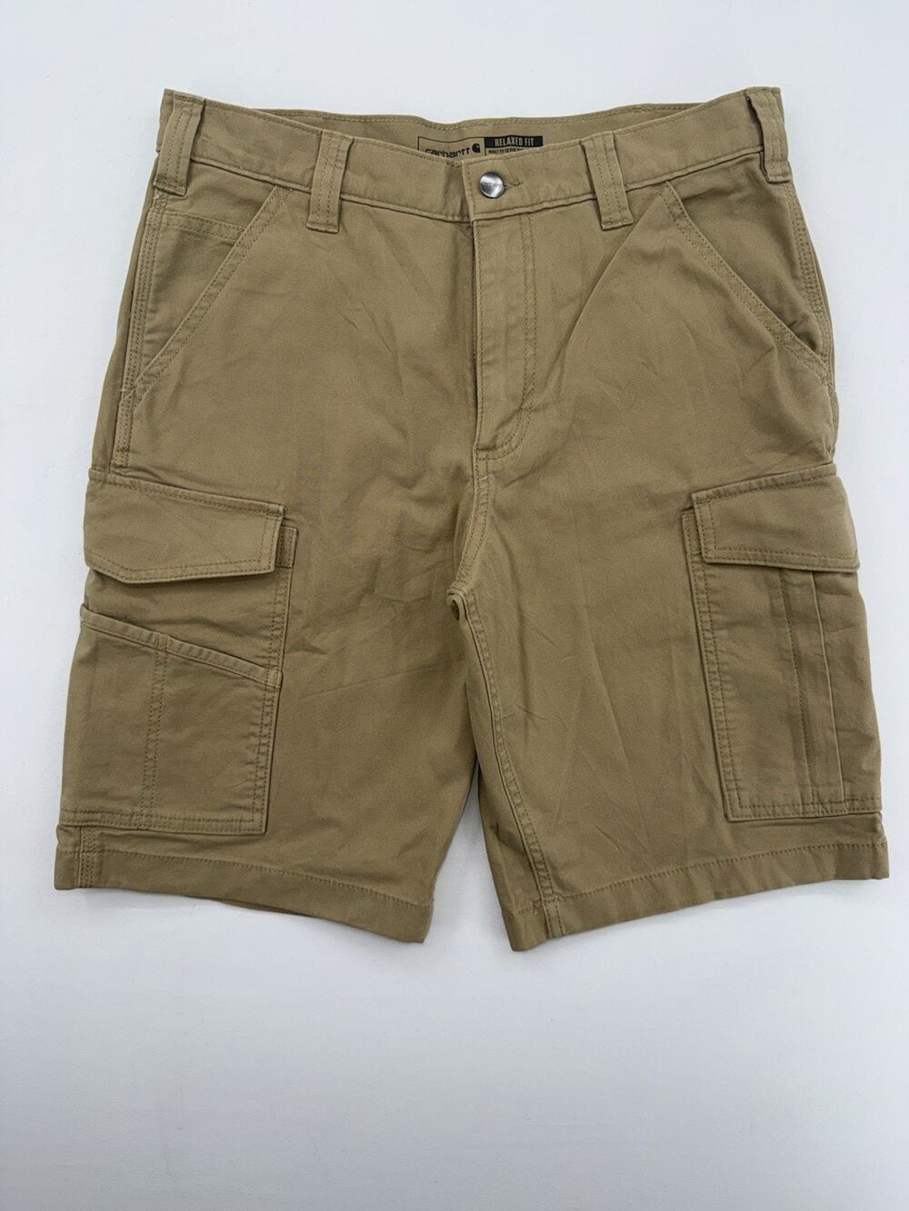 Carhartt Cargo Shorts Mens 32 Khaki Relaxed Fit Workwear Stretch 11in Inseam